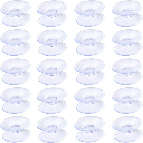 Pawfly 20 Pack Double Sided Suction Cups 0.8 Inch Clear PVC Plastic Sucker for Glass Table Mirror...