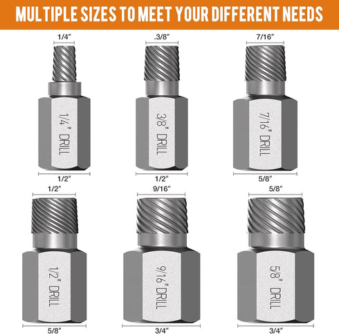 Screw Extractor Remover Set, Hex Head Multi-Spline Easy Out Bolt Extractor Tool, Chrome Molybdenum Alloy Steel Heavy Duty EZ Out Damaged Stripped,...