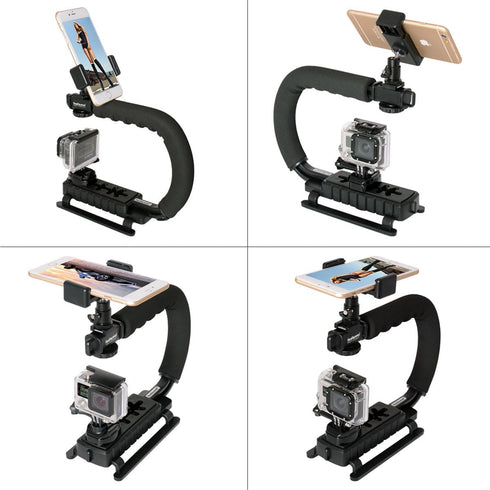 4in1 DSLR/Mirrorless/Action Camera +Camcorder +Smartphone Stabilizer Holder We-media YouTube Vlog Low Position Video Rig Mount Fit for GoPro Sony ...
