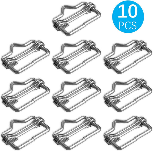 Electric Fence Poly Tape Splicer, Polytape Buckle, Polytape Splicer, Fencing Polytape Connectors (10 Pack), Silver...