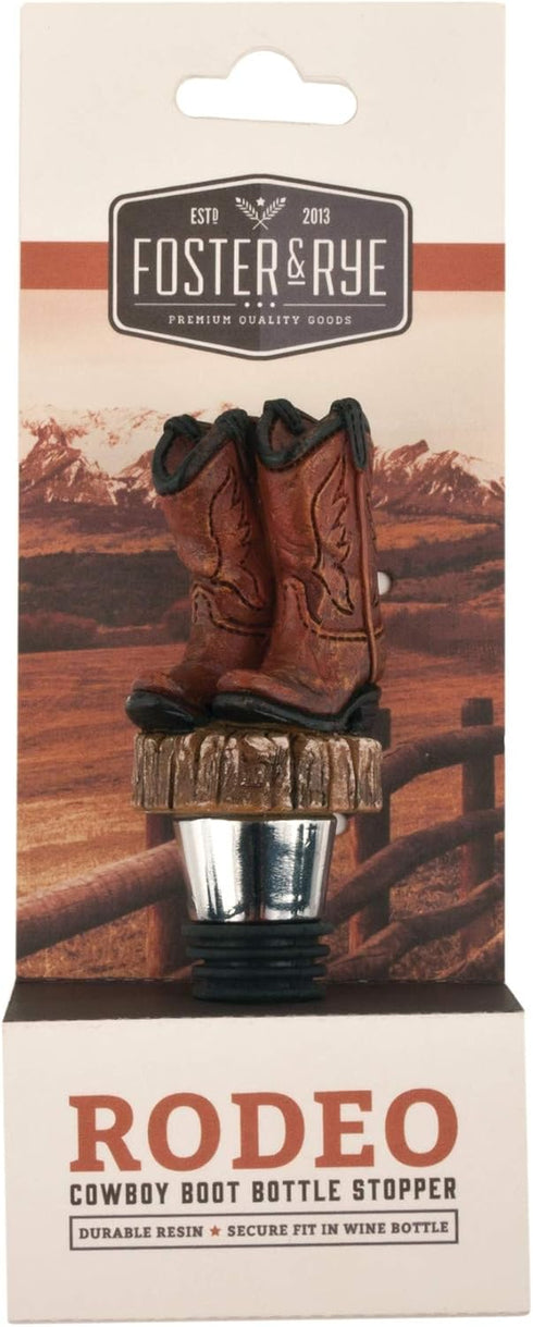 Foster & Rye Cowboy Boot Bottle Stopper, Rustic Western Bottle Topper for Whiskey, Bourbon, and Wine, Great for Holidays, Weddings, and Housewarmi...