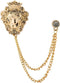 Golden Crowned Lion King with Hanging Chain Lapel Pin, Brooch Suit Stud, Shirt Studs Men's Accessories...