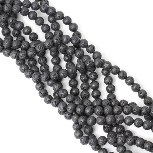 8mm 45PCS Black Lava Volcanic Stone Gemstone Round Loose Beads for Jewelry Making 1 Strand 15"...