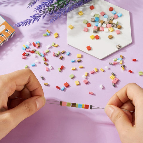 560Pcs Glass Tila Beads 16 Colors Square Seed Beads Luster Beads Rectangle Tile Beads 2 Hole Carrier Beads for Crafts DIY Jewelry Making Supplies...
