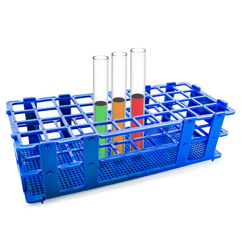 3 Packs Plastic Test Tube Rack, 40 Holes Lab Test Tube Rack Holder for 20mm Test Tubes, Blue, Detachable (40holes)...