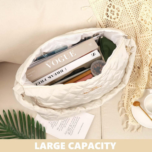 Women's Quilted Shoulder Bag - Lightweight Large Puffer Tote Bag Padded Cross Body Bag Hobo Bags...