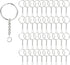 100 Pack Key Ring with Chain and Open Jump,1 inch Split Round Keychain Rings Bulk for Craft Making Jewelry...