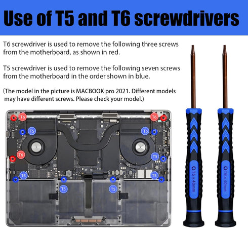 Kaisi Screwdriver Set for Macbook with T5 T6 T8 Torx Screwdriver,P5 Pentalobe,Ph000 Phillips and 2.0Y Triwing Screwdriver Set with spudger,Tweezer...