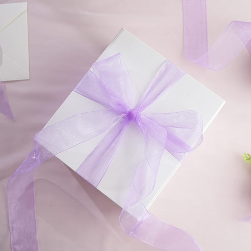 HUIHUANG Organza Ribbon 1 inch Purple Sheer Chiffon Ribbon for Cake Boxes Wedding Invitations Gift Wrapping Floral Bouquet Gift Basket Bows DIY Cr...