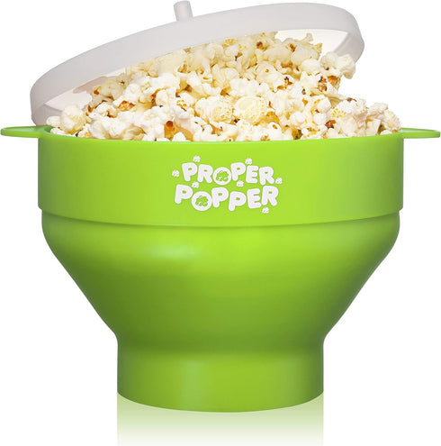 The Original Proper Popper Microwave Popcorn Popper, Silicone Popcorn Maker, Collapsible Bowl BPA Free & Dishwasher Safe - (Green)...