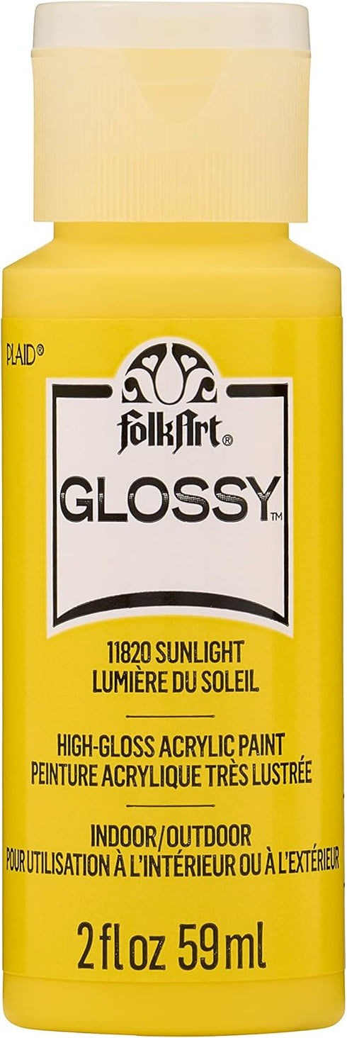 FolkArt, Sunlight 2 fl oz Assorted 59ml Brilliant Gloss Acrylic Paint for Easy to Apply DIY Crafts, Art Supplies with A Glossy Finish, 11820...