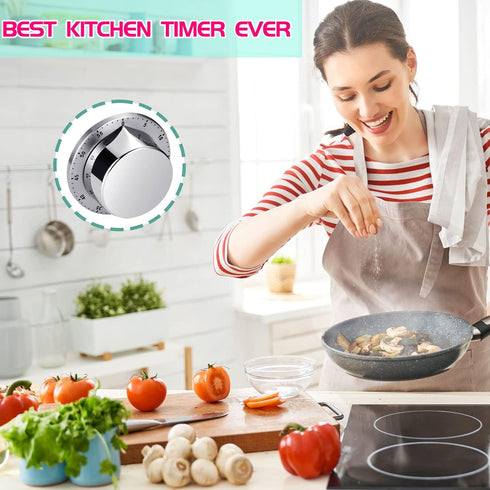 Kitchen Timer, Chef Cooking Timer Clock with Loud Alarm, No Batteries Required, 100% Mechanical - Magnetic Backing, Exquisite Stainless Steel Body...