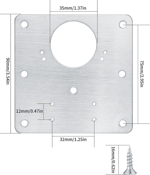 2 Pcs Cabinet Hinge Repair Plates Kits, Kitchen Cupboard Door Hinge Repair Plates, Stainless Steel Hinge Repair Fixing Bracket Plate Kit with Scre...