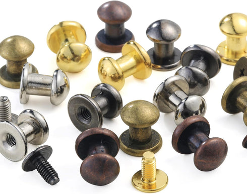 YORANYO 75 Sets 8MM Round Head Button Stud for Leather Chicago Screws Spikes and Stud Leather Rivets Screws Button Rivets for Repair and Decorate ...