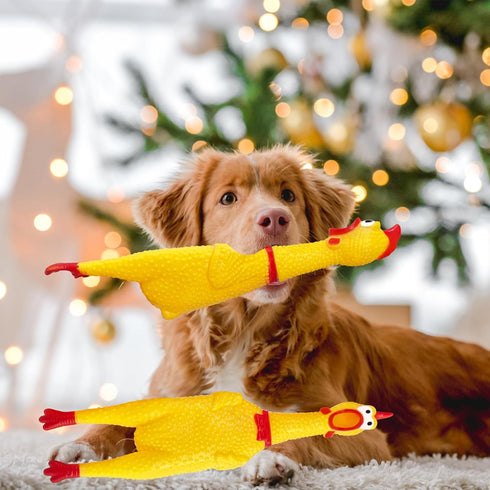 3 Pcs Large Squeeze Rubber Chicken,Yellow Screaming Chicken Dog Toys,Squawking Chicken Toys,Rubber Squeaky Chicken Toys for Dogs,Prank Novelty Toy...