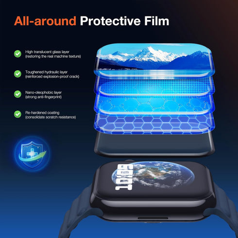 Full Coverage Screen Protector for Apple Watch Series 9/8/7 41mm,Hard Protective Cover Film Installation Kit for Iwatch S9/S8/S7 41mm, Watch TPU F...