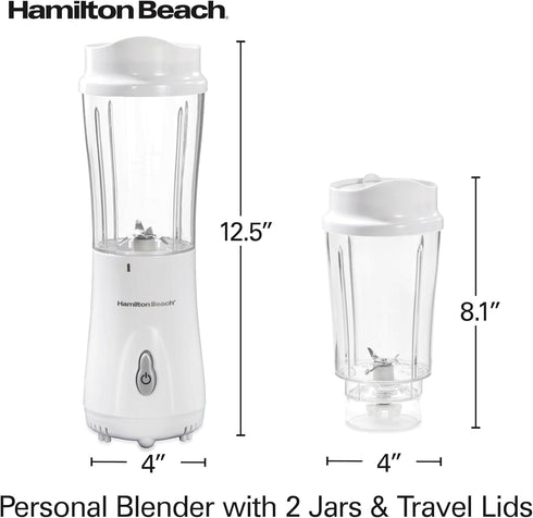 Hamilton Beach Portable Blender for Shakes and Smoothies, 14 Oz BPA Free Travel Cup & Lid, Durable Stainless Steel Blades, Personal Smoothie Blend...