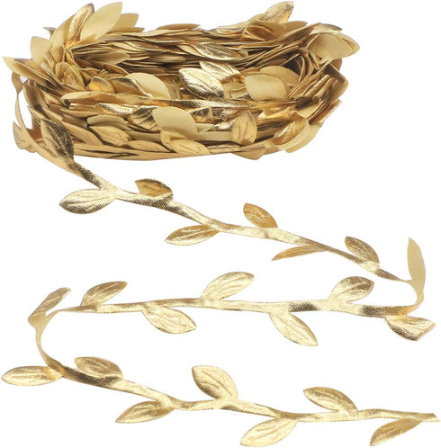 Soleebee Gold Leaves Leaf Ribbon, 11 Yards Vine Leaves Ribbon Trim Perfect Decoration for DIY Craft, Garland, Party, Wedding (Gold)...