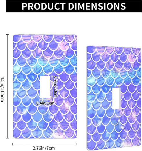 Purple Mermaid Scales Single Toggle Light Switch Plate Cover Decor Wall Plate Cover For Home Bedroom Kitchen Decorative 4.5 * 2.76 Inches Standard...