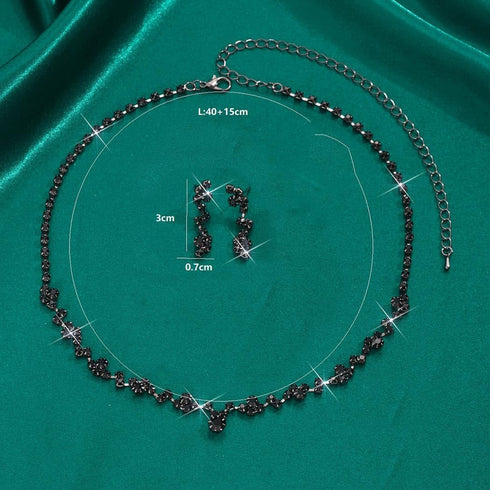 Unicra Black Rhinestone Necklace Earrings Set Bridal Wedding Jewelry Sets Crystal Choker Necklace Prom Costume Jewelry Set for Women and Brides...