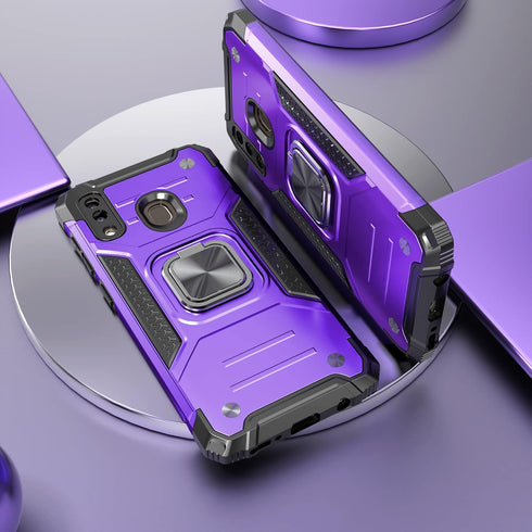 Galaxy A20 Case with Tempered Glass Screen Protector, Galaxy A30 Case, Hybrid Drop Test Cover with Car Mount Kickstand Slim Fit Protective Phone C...