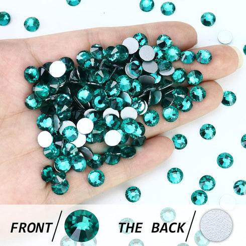 Flatback Crystal Rhinestones Round Gems for Nail Art and Craft Clothes Glue Fix, Green Zircon (2.7-2.8mm) SS10/1440PCS...