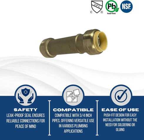 1 Pcs XFITTING Push Fit 3/4 Inch x 3/4 Inch Push Fit Slip Coupling, Push Fit Repair Coupling, 28-4-2=1XX...