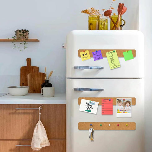 Cork Boards for Walls, 6 Pack 15 x 2 x 0.5 in Adhesive Cork Board Strips for Walls Office with 50 Push Pins for Paste Notes, Photos, Schedules, Ph...