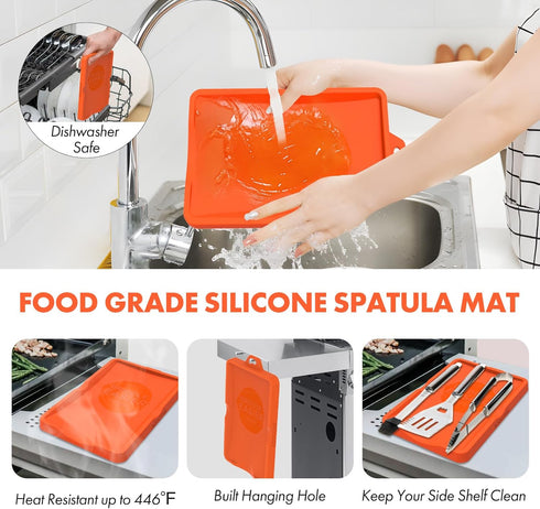 Silicone Spatula Mat for Ladle, Serving Spoon Drip Pad & Grill Utensil Holder for Kitchen, Stovetop, Cooking & Countertop, Heat-Resistant, BPA-Fre...