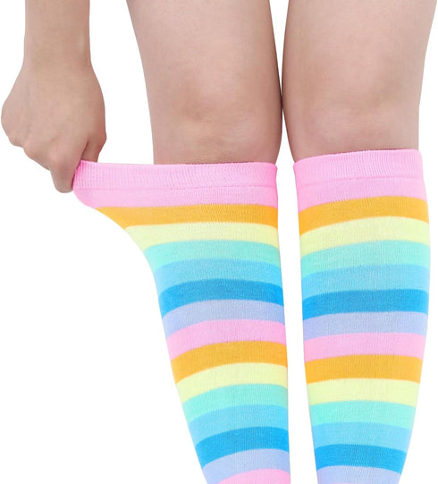 Benefeet Sox Womens Striped Knee High Socks Girls Funny Novelty Athletic Colorful Stripe Cute Stockings Tube Socks...
