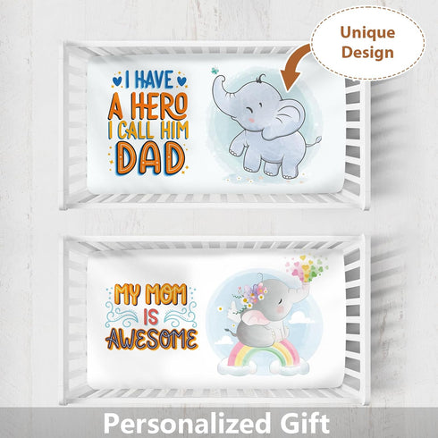 2 Pieces Adorable Elephant Crib Sheet for Boys Girls: Soft Baby Bedding Fitted Sheet for Neutral Nursery - Newborn Gifts Standard Crib Sheets with...
