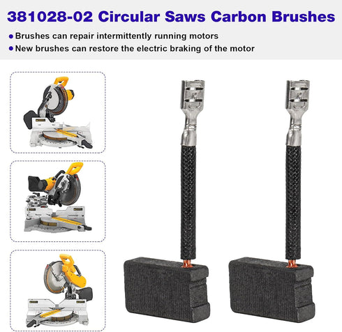 4Packs 381028-02 381028-08 Carbon Brushes Compatible with Dewalt Electric Power Tools DW368,DW702,DW703,DW706E,DW708,DW715,DW716,DW717,DW718,DWS78...