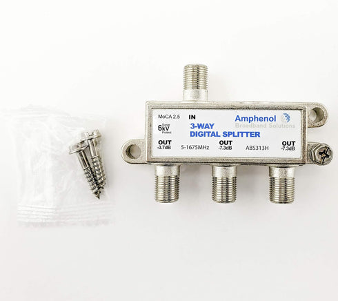 Amphenol 3-Way Digital Coaxial Splitter MoCA 2.5 ABS313H...