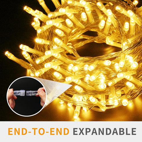 Christmas String Lights, 33FT 100 LEDs Christmas Tree Lights Indoor String Lights 8 Modes with End-to-End Plug Fairy Lights Decoration for Indoor ...