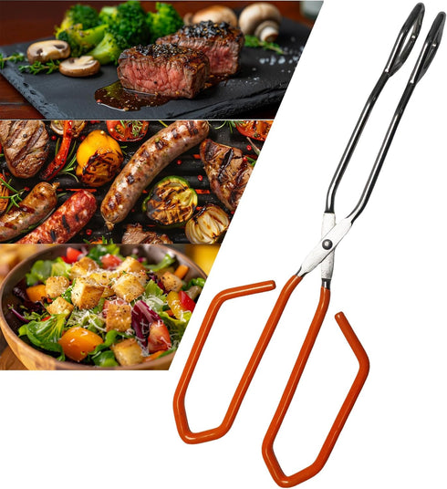 11 Inch Hiash Orange Stainless Steel Scissor Tongs, Kitchen Tongs for Cooking...