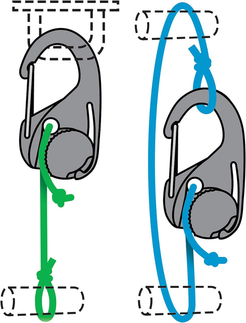 Nite Ize CamJam Cord Tightener - Tie Down Cam Mechanism with Carabiner Clip - Plastic Carabiner & Stainless Steel Lock - Utility Rope & Cord Tight...