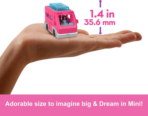 Barbie Mini BarbieLand Doll & Toy Vehicle Set, 1.5-inch Doll & DreamCamper with Working Doors & Color-Change Pool...