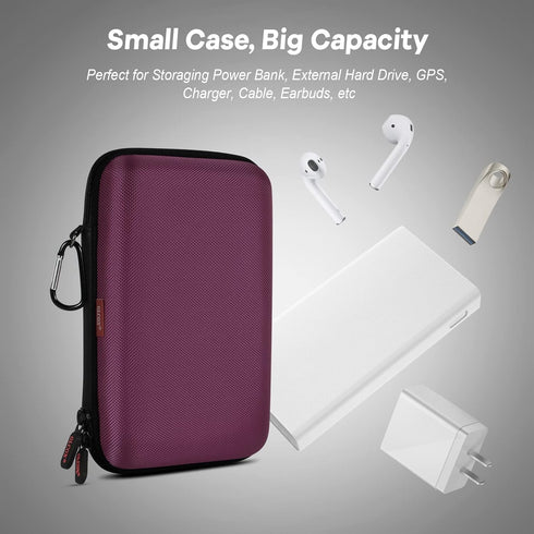 GLCON Deep Purple Carrying Case Hard Storage Case Electronics Organizer Tech Pouch for Hard Drive, Power Bank, Cell Phone, Charger Enclosure - Por...