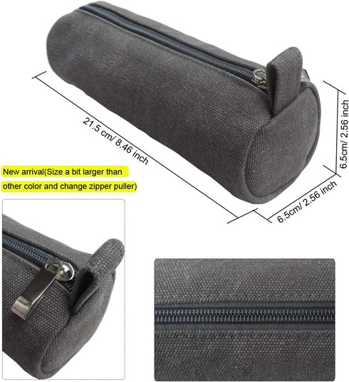 enyuwlcm Heavy Canvas Stationery Stylish Simple Pencil Bag and Durable Compact Zipper Pencil Case Pouch 1 Pack Gray...