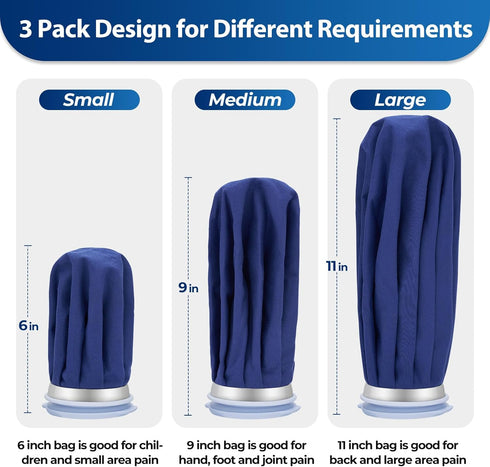 Ice Pack for Injuries Reusable: Ohuhu 3 Packs Ice Cold Packs Ice Bag Hot Water Hot & Cold Therapy Pain Relief for Knee Leg Injury No-Leak Breathab...