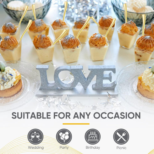 Gold Plastic Silverware Set, Plastic Gold Cutlery Utensils 4 Inch Tasting Gold Mini Forks and Spoons for Ice Cream Sample Desserts Sampling Puddin...