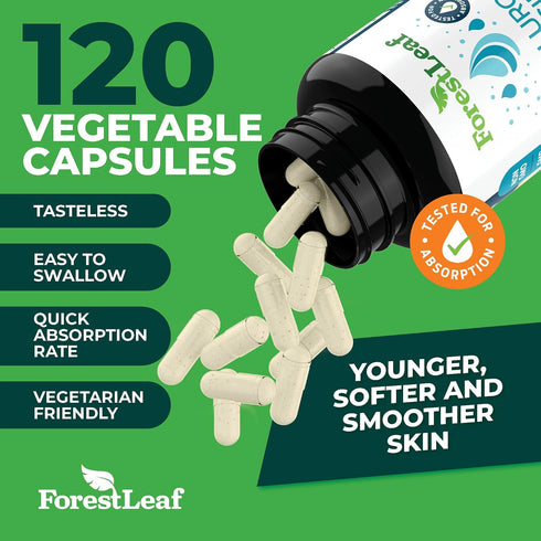 ForestLeaf Hyaluronic Acid Supplements | 100mg High Bioavailable Dietary Hyaluronic Acid Powder Capsules + 50mg VIT C | Supports Skin Hydration, J...