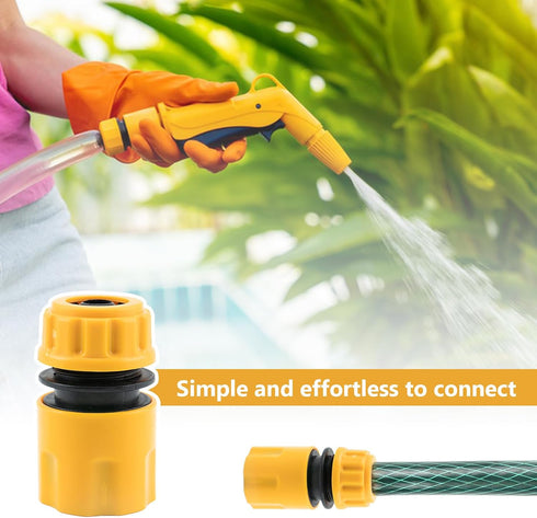 Garden Mixer Tap Hose Fitting Set, 1pcs Hose End Connector 1pcs Tap Adaptor, for 1/2" Plastic Quick Connector and Standard Threaded Tap, for Irrig...