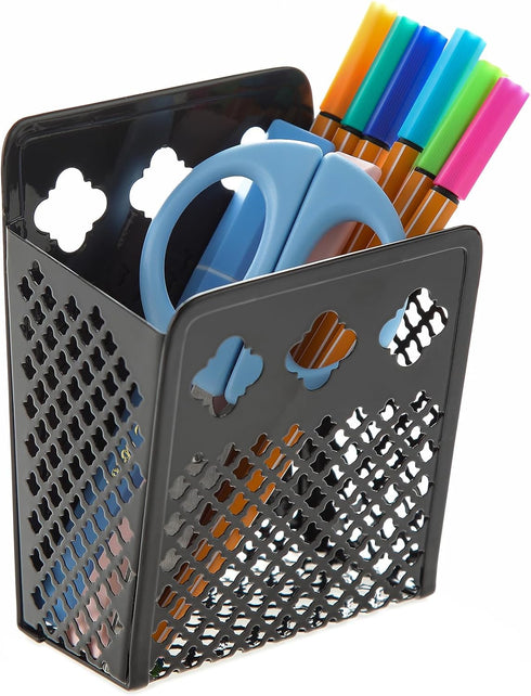 Magnetic Pen Holder, Mesh Metal Strong Magnet Dry Erase Marker Holder Pencil Organizer Small Items Basket for Refrigerator, Whiteboard, Locker Acc...
