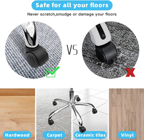Office Chair Caster Wheels Replacement(Set of 5) for Hardwood Floors and Carpet- Heavy Duty Caster Support up to 1000bls, Office Chair Wheels,2 in...