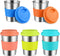 KEREDA Kids Stainless Steel Cups With Silicone Lids & Sleeves, 5 Pack 8 oz. Drinking Tumblers...