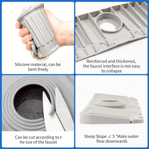 Silicone Sink Splash Guard 12 inch Sink Protectors for Kitchen Sink Faucet Handle Drip Catcher Mat for Bathroom Countertop Protect Sponge Holder, ...