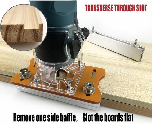 Trimming Machine Slotted Bracket, 2 in 1 Invisible Fastener Slotting Bracket for Woodworking, Aluminum Alloy Wood Router Slotting Locator, Woodwor...