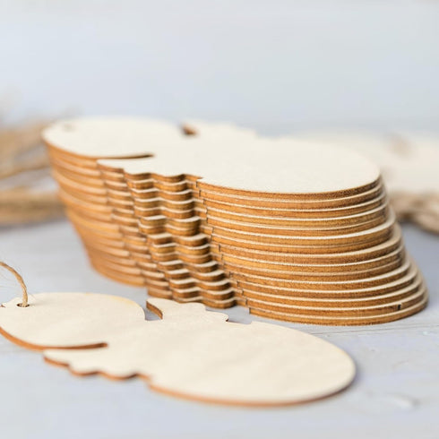 Egg Chicken Shape Wooden Easter Egg Cutouts Blank with Twines Wood Slices Ornaments for Christmas Birthday Party Happy Easter Spring Home Decor DI...