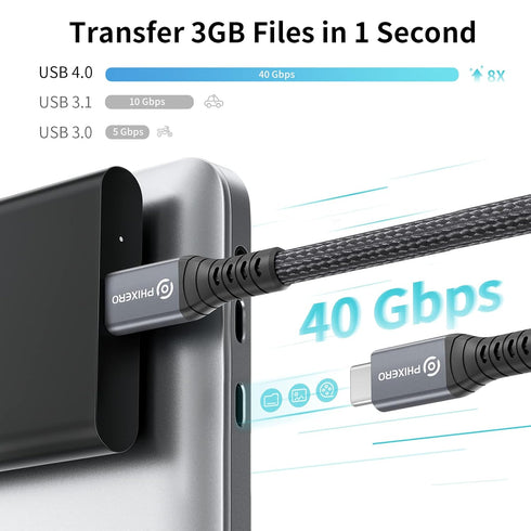 Cable Compatible with Thunderbolt 4 Cable 1ft, USB4 Cable, with 40Gbps Data Transfer, PD100W Charging, Nylon Braided USB C to USB C Cable, Single ...